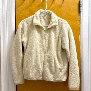 Uniqlo Fluffy Yarn Fleece Full-Zip Jacket in off white Size Medium